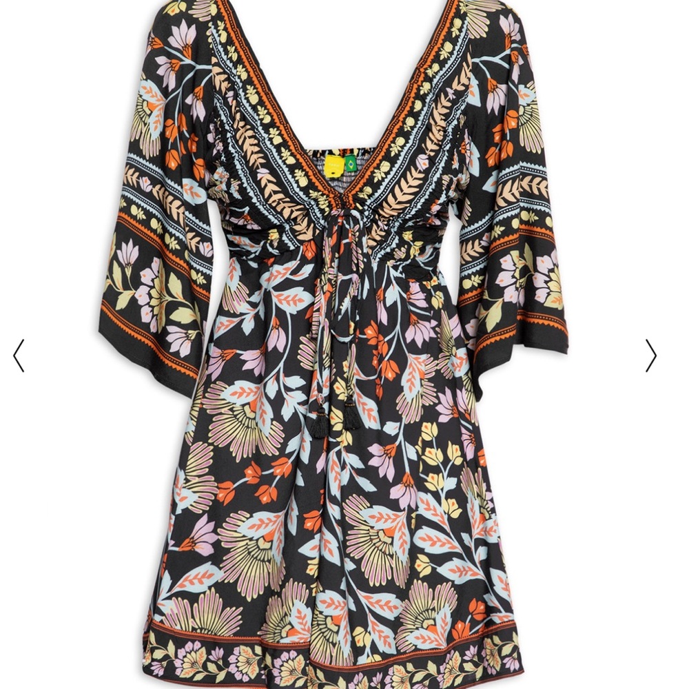 FARM Rio Black Floral Mini Dress - Picture 2 of 12